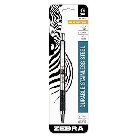 Zebra Pen Pen, Gel, Retractable, 0.7mm, Black 41311
